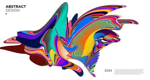 Colorful psychedelic abstract fluid object for banner background Stock Illustration