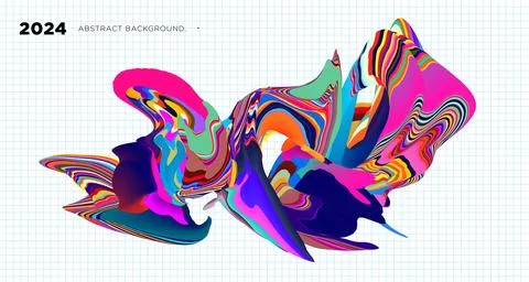 Colorful psychedelic abstract fluid object for banner background Stock Illustration