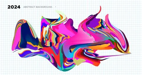 Colorful psychedelic abstract fluid object for banner background Illustrazione stock