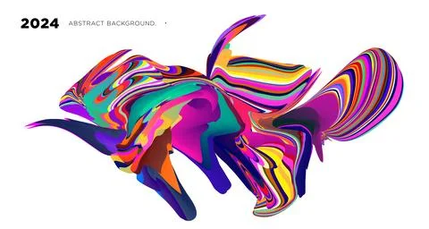Colorful psychedelic abstract fluid object for banner background Stock Illustration