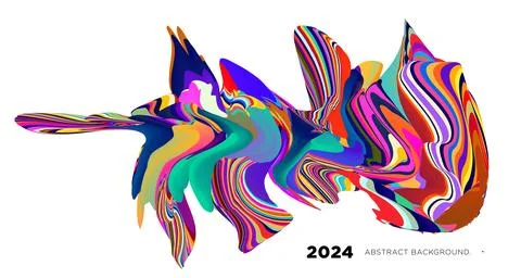 Colorful psychedelic abstract fluid object for banner background Stock Illustration