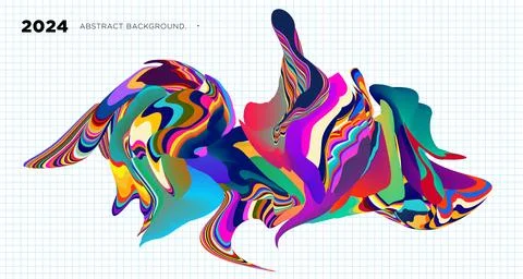 Colorful psychedelic abstract fluid object for banner background Stock Illustration