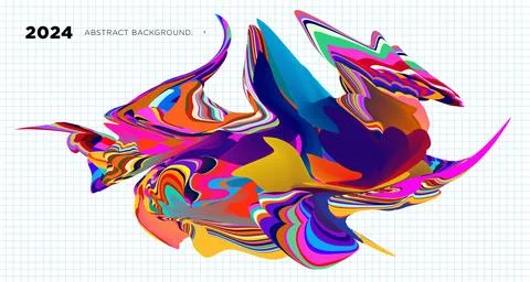 Colorful psychedelic abstract fluid object for banner background Stock Illustration