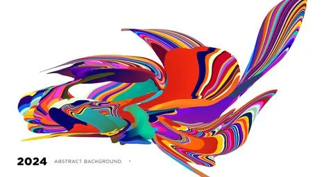 Colorful psychedelic abstract fluid object for banner background Stock Illustration