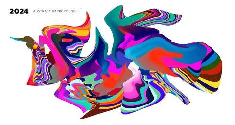 Colorful psychedelic abstract fluid object for banner background Illustrazione stock