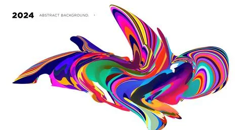 Colorful psychedelic abstract fluid object for banner background Illustrazione stock