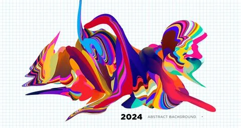 Colorful psychedelic abstract fluid object for banner background Stock Illustration