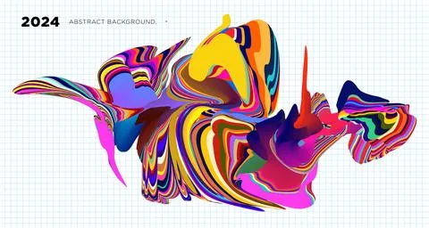 Colorful psychedelic abstract fluid object for banner background Stock Illustration