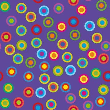 Colorful psychedelic circles on a violet background. Stock Illustration