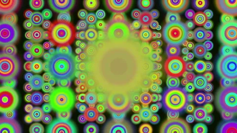 Colorful Psychedelic Concentric Circles Retro Hypnotic Background Stock Footage 334737822