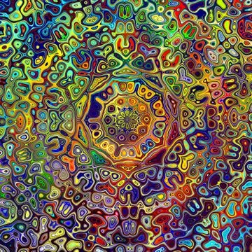 Colorful Psychedelic Mandala Pattern. Unique Creative Abstract Background. Illustrazione stock