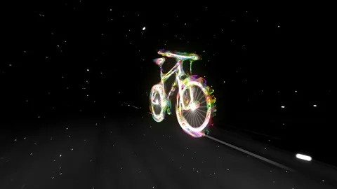 Colorful Psychedelic Vector Blurred Bicycle Appearing in and Out Stock Footage 116903067
