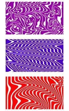 Colorful Psychedelic Wavy Line Pattern Vector Set Illustrazione stock