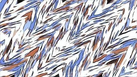 Colorful psychedelic zigzags moving in waves. Motion. Abstract diagonal lines in Illustrazione stock