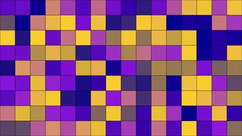 Colorful pulsating geometric mosaic grid, abstract square pattern, yellow and Stock Footage 333801668