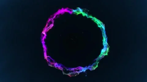 Colorful pulsating ring consisting of plexus lines and face Stock Footage 244297984
