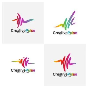 Colorful Pulse logo Concepts Vector. Pulse People Logo Design Template Vector Stock Illustration