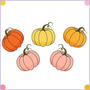 Colorful Pumpkin Bundle Vector Clipart Stock Illustration