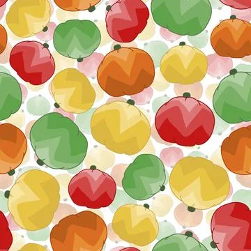 Colorful pumpkins Autumn seamless pattern vector design Stock Illustration