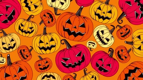 Colorful Pumpkins Pattern Orange Video stock 251991125