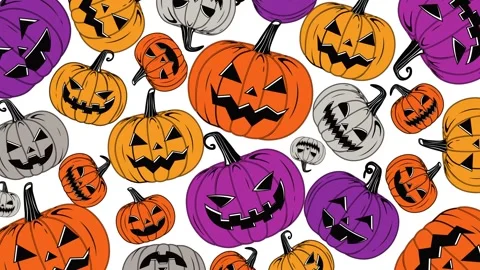 Colorful Pumpkins Pattern v3 Stock Footage 251991126
