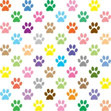 Colorful puppy paws pattern Stock Illustration