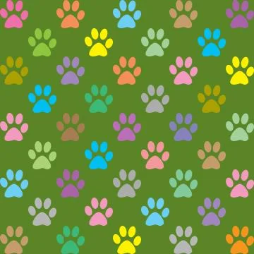 Colorful puppy paws pattern Stock Illustration