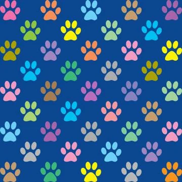 Colorful puppy paws pattern Stock Illustration