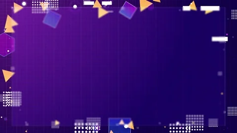 Colorful purple title panel visual geometric border, orange triangle accents, wh Stock Footage 340577608