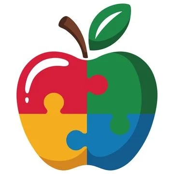 Colorful Puzzle Apple Vector Illustration Stock Illustration