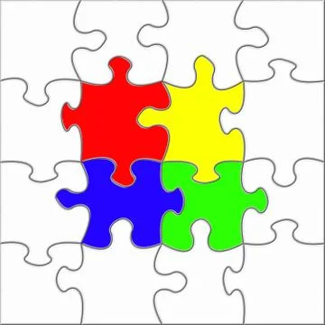 Colorful puzzle assembly 스톡 일러스트