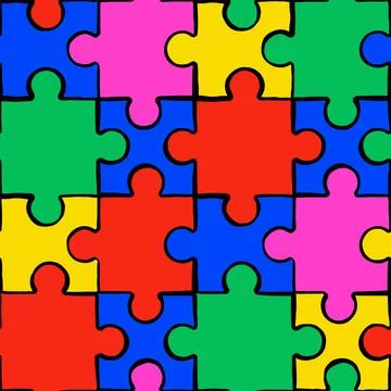 Colorful puzzle seamless pattern background Stock Illustration