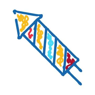 Colorful pyrotechnic rocket drawing celebrating festive events Stock Illustration