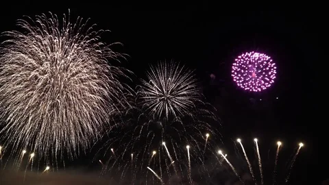 Colorful pyrotechnic show Stock Footage 81012051