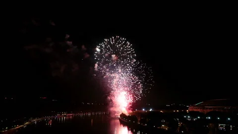 Colorful pyrotechnic show Stock Footage 90858741