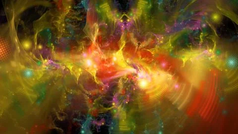 Colorful quantums with waves and particles Stock Illustration