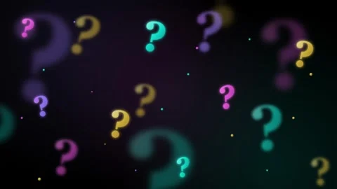 Colorful question marks floating on a dark, bokeh background 動画素材 335826307