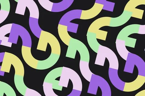 Colorful question marks pattern on black background Stock Photos