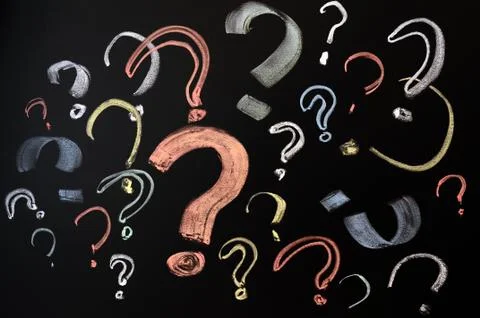 Colorful question marks Foto stock