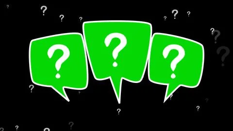 Colorful Question Marks in Speech Bubbles on a Dark Background Stock Photos