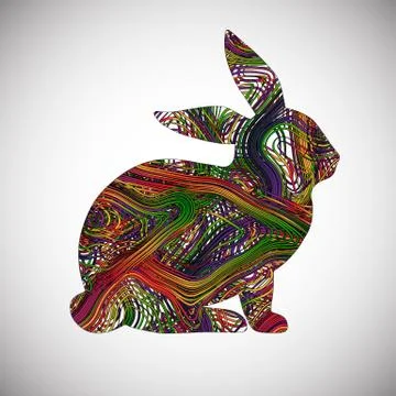 Colorful rabbit made by lines, vector illustration Stock Illustration