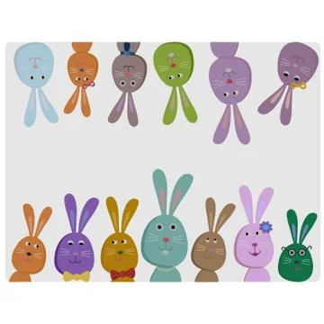 Colorful rabbits Stock Illustration