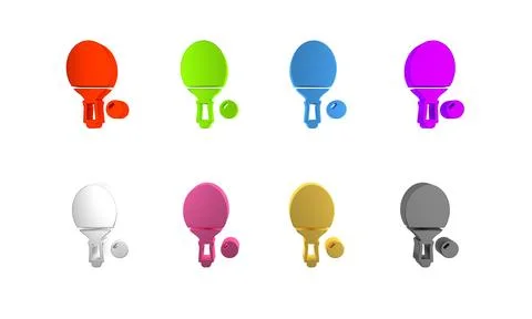 Colorful Racket for playing table tennis icon isolated on white background... Stock Illustration