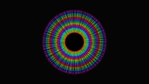 Colorful radial design on black background displaying vibrant patterns Stock Footage 337069574