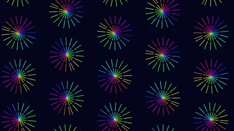Colorful radial fireworks pattern on dark background abstract festive backdrop 動画素材 334139469