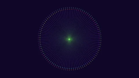 Colorful radial light rays forming abstract circular pattern on dark background Stock Footage 334139271