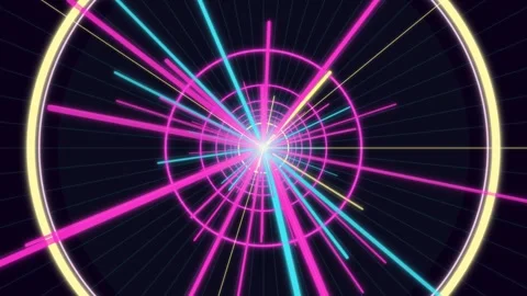Colorful radial lines create motion and depth in digital space Stock Footage 337301698
