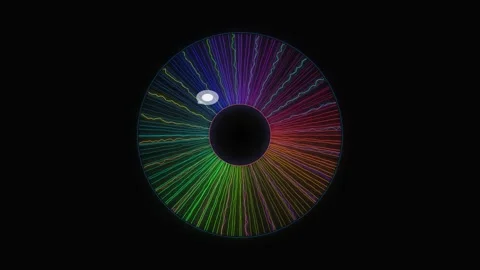 Colorful radial lines form a circle with a dark background Stock Footage 337069583
