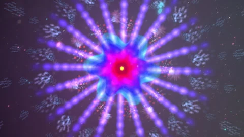 Colorful Radiating Light Pattern Creating a Starburst Effect Over Dark BG Stock-Footage 306130892
