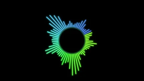 Colorful Radiating Light Rays Pattern Design With Central Black Circle Stock Footage 348718015